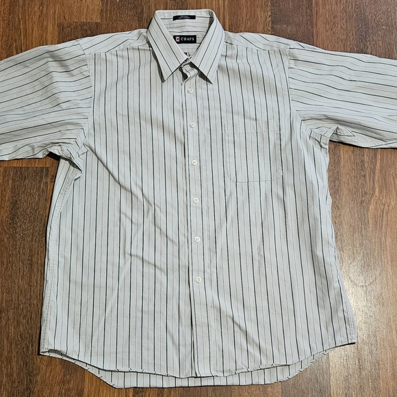 RALPH LAUREN mens CHAPS dress shirt SIZE LARGE pin stripe COLOR WHITE LS4 - Picture 1 of 16